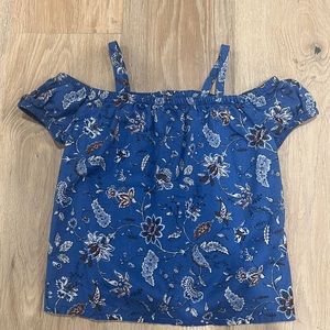 Janie and Jack Blue Floral Cold Shoulder Top - Size 2T